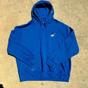 Nike blue hoodie with multiple embroidered logos